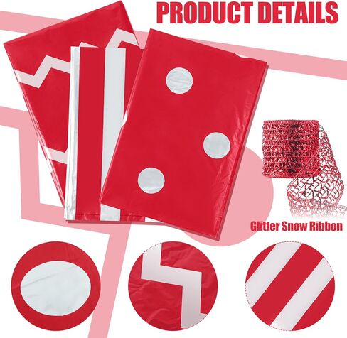 Geosar 3 Pieces 56 x 36 Inches Christmas Large Jumbo Plastic Gift Present Bag with Ribbon Chevron Round Dot and Stripe Wrapping Bags for Christmas Parties Holiday Parties and Birthdays Weddings (Red) in Saudi Arabia