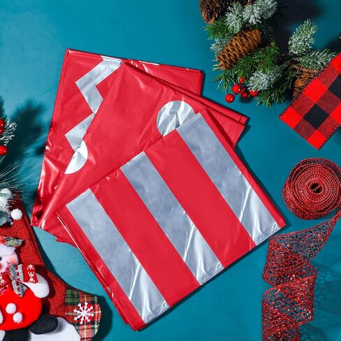Geosar 3 Pieces 56 x 36 Inches Christmas Large Jumbo Plastic Gift Present Bag with Ribbon Chevron Round Dot and Stripe Wrapping Bags for Christmas Parties Holiday Parties and Birthdays Weddings (Red) in Saudi Arabia
