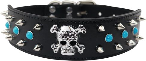 Spiked Dog Collar -Adjustable PU Leather Pet Collar for Small Medium Large Dogs Gift for Boys Girls Dog Pink-M in Saudi Arabia