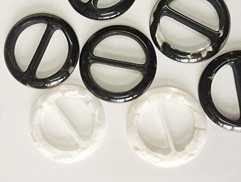 8Pcs 1inch Plastic Scarf Clip Ring Smoothly Fashion Neckerchief Silk Clasp Buckle for Clothing T-Shirt Holder Neck and Waist Decoration (Black) in Kuwait