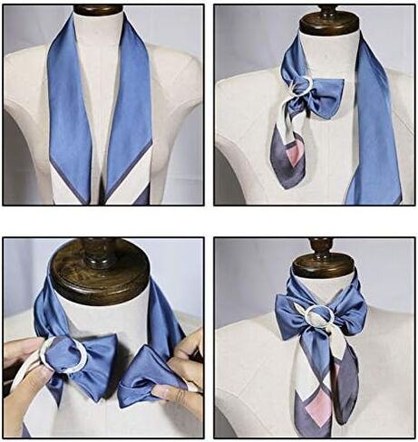 8Pcs 1inch Plastic Scarf Clip Ring Smoothly Fashion Neckerchief Silk Clasp Buckle for Clothing T-Shirt Holder Neck and Waist Decoration (Black) in Kuwait