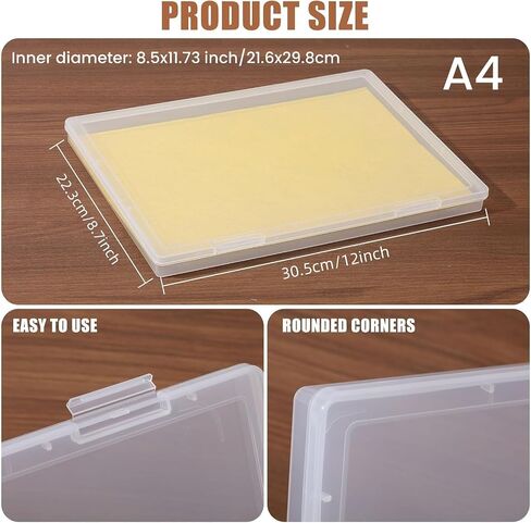 GLOBLELAND 4Pack A4 Plastic Storage Box Letter Paper File Portable Project Case Clear Plastic Storage Cases 12x8.7x0.8inch for Rubber Stamps Jewelry Bead Containers in Saudi Arabia