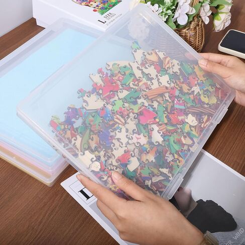 GLOBLELAND 4Pack A4 Plastic Storage Box Letter Paper File Portable Project Case Clear Plastic Storage Cases 12x8.7x0.8inch for Rubber Stamps Jewelry Bead Containers in Saudi Arabia