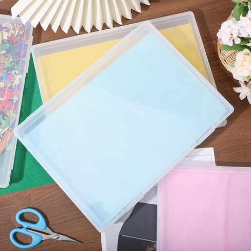GLOBLELAND 4Pack A4 Plastic Storage Box Letter Paper File Portable Project Case Clear Plastic Storage Cases 12x8.7x0.8inch for Rubber Stamps Jewelry Bead Containers in Saudi Arabia