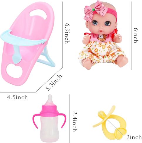 ONEST 4 قطع دمى مقاس 6 بوصات مع ملحقات دمى أطفال لطيفة دمى صغيرة مع ملابس دمى أطفال صغيرة مع إكسسوارات دمي in Saudi Arabia
