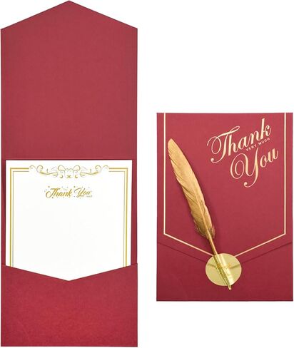 VANRA 10 Sets Stationery Paper with Envelopes Set Letter Writing Paper Envelopes with Feather for Thank You Letter, Invitations, Graduation (10 Writing Stationery Paper + 10 Wine Envelopes) in Saudi Arabia