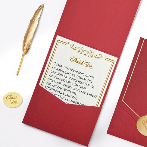 VANRA 10 Sets Stationery Paper with Envelopes Set Letter Writing Paper Envelopes with Feather for Thank You Letter, Invitations, Graduation (10 Writing Stationery Paper + 10 Wine Envelopes) in Saudi Arabia