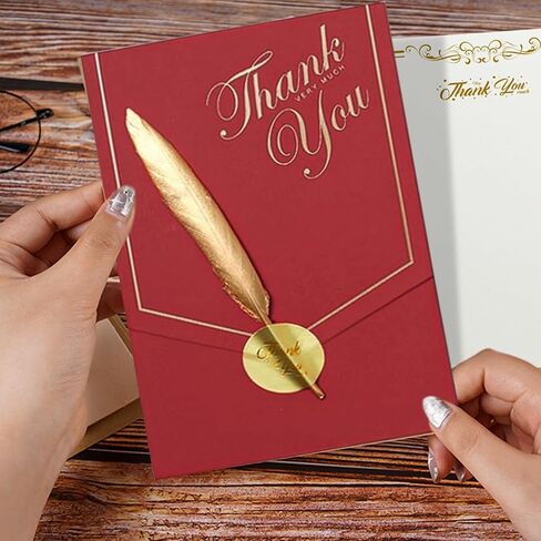 VANRA 10 Sets Stationery Paper with Envelopes Set Letter Writing Paper Envelopes with Feather for Thank You Letter, Invitations, Graduation (10 Writing Stationery Paper + 10 Wine Envelopes) in Saudi Arabia