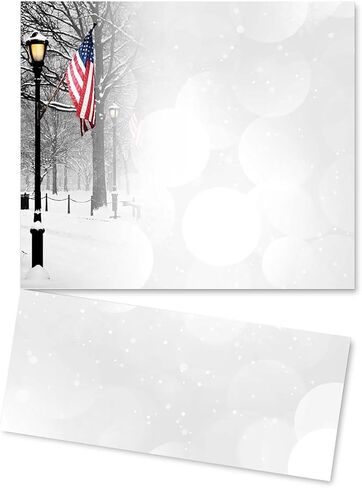 Paperdirect Winter Park Patriot Christmas Holiday Theme القرطاسية، ورق الحدود، ورق ذو رأسية 8.5 × 11، 50 ورقة، ورق كتابة فاخر أنيق، ورق طابعة مزخرف in Saudi Arabia