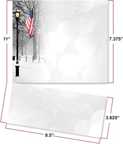 Paperdirect Winter Park Patriot Christmas Holiday Theme القرطاسية، ورق الحدود، ورق ذو رأسية 8.5 × 11، 50 ورقة، ورق كتابة فاخر أنيق، ورق طابعة مزخرف in Saudi Arabia