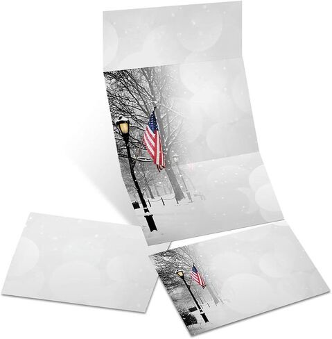 Paperdirect Winter Park Patriot Christmas Holiday Theme القرطاسية، ورق الحدود، ورق ذو رأسية 8.5 × 11، 50 ورقة، ورق كتابة فاخر أنيق، ورق طابعة مزخرف in Saudi Arabia