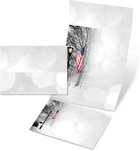 Paperdirect Winter Park Patriot Christmas Holiday Theme القرطاسية، ورق الحدود، ورق ذو رأسية 8.5 × 11، 50 ورقة، ورق كتابة فاخر أنيق، ورق طابعة مزخرف in Saudi Arabia