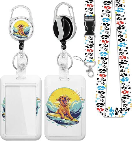 Dog Paw Lanyards for Id Badges,ID Badge Holder and Retractable Reel Clip Lanyard with ID Card Nametag Badge Holder for Nurse Teacher in Kuwait