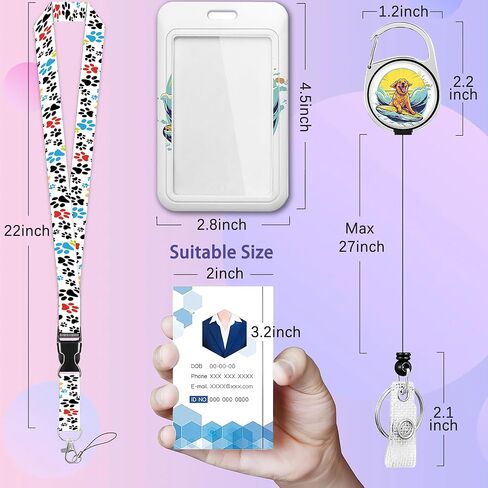 Dog Paw Lanyards for Id Badges,ID Badge Holder and Retractable Reel Clip Lanyard with ID Card Nametag Badge Holder for Nurse Teacher in Kuwait