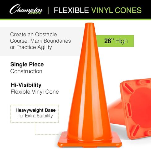 Champion Sports 18" High Visibility Flexible Vinyl Cone for Athletics and Social Distancing, Blue in Saudi Arabia