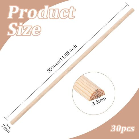OLYCRAFT 30Pcs 5.9 Inch Wooden Dowel Rods 7x3.5mm Half Round Dowel Rods Unfinished Wood Craft Sticks Arch Wood Dowel Rods Half Round Craft Sticks for Braiding Tapestry DIY Crafts in Saudi Arabia