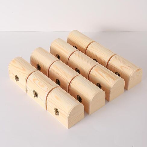 12 قطعة 4.6x3.1x3.5 في صندوق خشبي مقوس صندوق الكنز الخشبي غير المكتمل مع أغطية للحرف اليدوية ذاتية الصنع in Kuwait