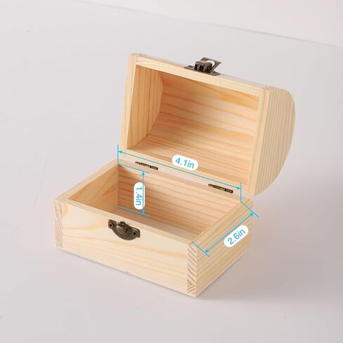 12 قطعة 4.6x3.1x3.5 في صندوق خشبي مقوس صندوق الكنز الخشبي غير المكتمل مع أغطية للحرف اليدوية ذاتية الصنع in Kuwait