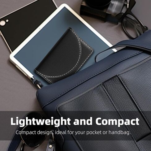 Business Card Holder/Case with Premium PU Leather, ID/Credit Card Holder/Case for Men and Women - D-Black in Saudi Arabia