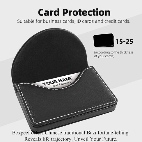 Business Card Holder/Case with Premium PU Leather, ID/Credit Card Holder/Case for Men and Women - D-Black in Saudi Arabia