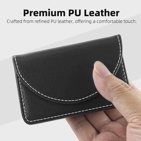 Business Card Holder/Case with Premium PU Leather, ID/Credit Card Holder/Case for Men and Women - D-Black in Saudi Arabia