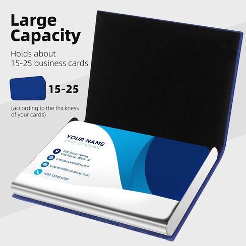 Business Card Holder/Case with Premium PU Leather, ID/Credit Card Holder/Case for Men and Women - D-Black in Saudi Arabia