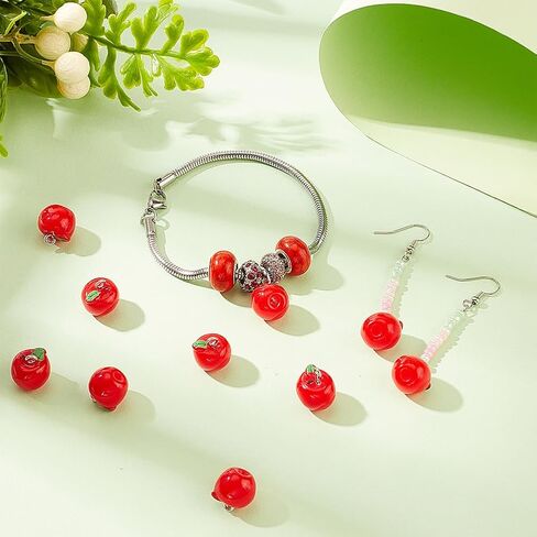 CHGCRAFT 30Pcs Green Apple Fruit Charms Resin Fruit Pendants 3D Dangle Pendant Ornaments with Hanging Loops for Earring Bracelet Necklace Keychain, 15x12mm in Saudi Arabia