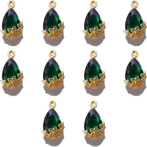 Teardrop Zirconia Crystal Gold Plated Alloy Waterdrop Charms for Jewelry Making Bracelet Necklace Earring Pendant Craft Supplies DIY Accessories in Kuwait