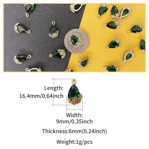 Teardrop Zirconia Crystal Gold Plated Alloy Waterdrop Charms for Jewelry Making Bracelet Necklace Earring Pendant Craft Supplies DIY Accessories in Kuwait