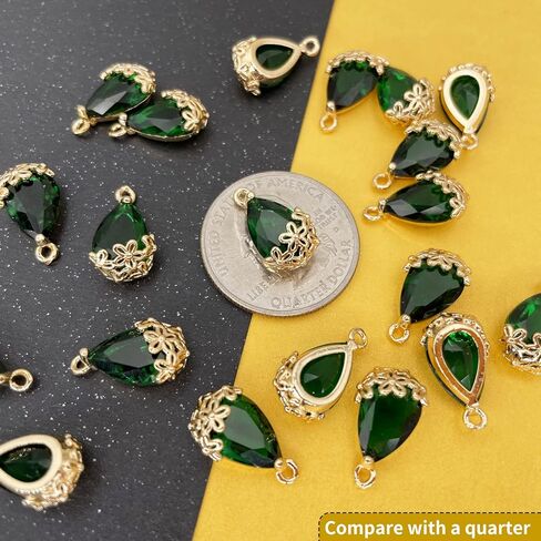 Teardrop Zirconia Crystal Gold Plated Alloy Waterdrop Charms for Jewelry Making Bracelet Necklace Earring Pendant Craft Supplies DIY Accessories in Kuwait