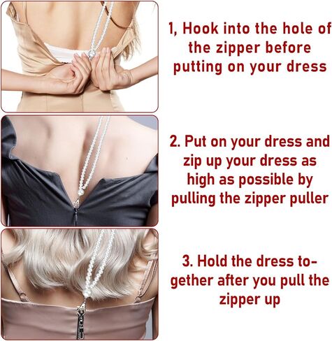 Molain Zipper Helper Dress Long Dress Zipper Pull Helper Zip Puller Aid Tool Assistant Design with Hook and Clip Dress Zipper Helper Zipper Extender for Clothing Coat Bag All Zipper Types(White) in Saudi Arabia