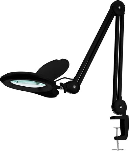 Neatfi (New Model) Bifocals 1,200 Lumens Super LED Magnifying Lamp with Clamp, 5D + 20D, Dimmable, 60 Pcs SMD LED, 5 Inches Diameter Lens, Adjustable Arm (5 Diopter + 20 Diopter, Black) in Kuwait