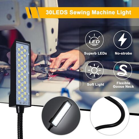 LED Sewing Machine Lamp 30 LEDs Light Working Lighting Flexible Bendable Tube Gooseneck Lamp with Magnetic Base for Sewing Machine Lights Housework Household Duties Chores Lathes Lamps in Saudi Arabia