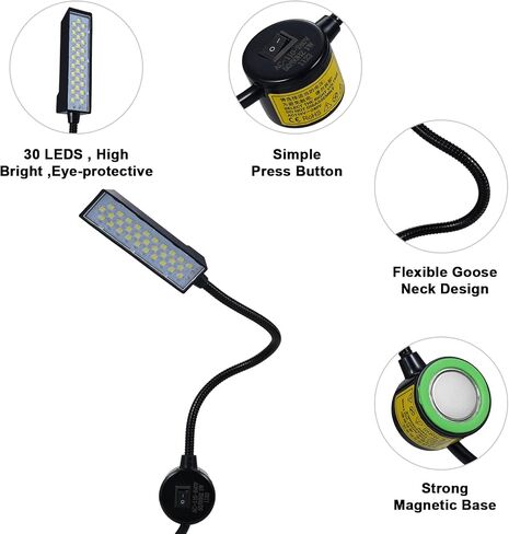 LED Sewing Machine Lamp 30 LEDs Light Working Lighting Flexible Bendable Tube Gooseneck Lamp with Magnetic Base for Sewing Machine Lights Housework Household Duties Chores Lathes Lamps in Saudi Arabia