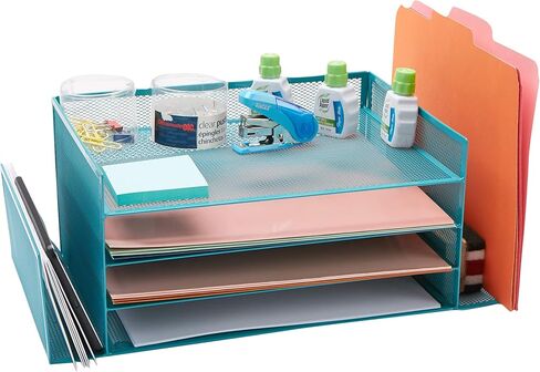 Mind Reader Desktop Organizer, File Storage, Paper Tray, Workspace, Office, Metal Mesh, 16.75"L x 9.15"W x 6"H, Silver in Saudi Arabia