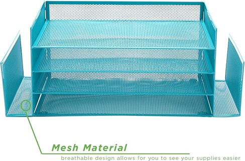Mind Reader Desktop Organizer, File Storage, Paper Tray, Workspace, Office, Metal Mesh, 16.75"L x 9.15"W x 6"H, Silver in Saudi Arabia