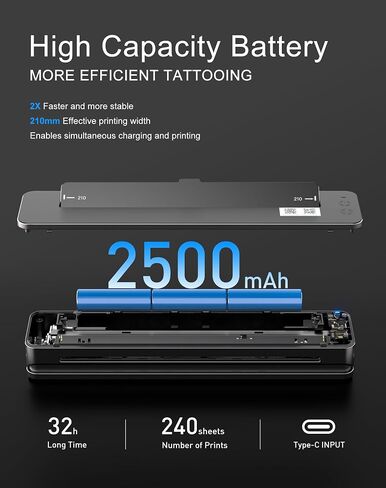 RHEIN Tattoo Stencil Printer Thermal Printer Wireless Mini 2500mAh Printer 10pcs Free Transfer Paper 10PCS Cleaning Fabrics for Tattoo Artists & Beginners Compatible with Smartphone & Pc T106Z-US in Saudi Arabia