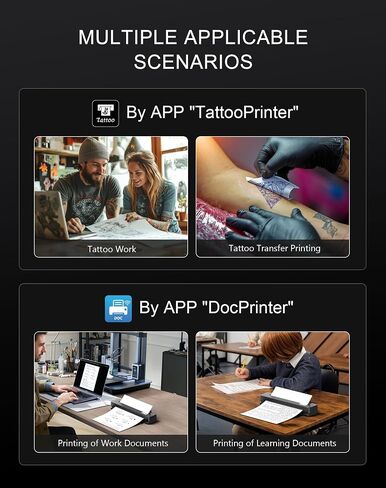 RHEIN Tattoo Stencil Printer Thermal Printer Wireless Mini 2500mAh Printer 10pcs Free Transfer Paper 10PCS Cleaning Fabrics for Tattoo Artists & Beginners Compatible with Smartphone & Pc T106Z-US in Saudi Arabia