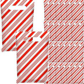 TecUnite 48 Pieces Christmas Plastic Gift Bags Bulk Black and Green Buffalo Plaid Treat Bags with Handle Xmas Candy Bags Holiday Goodie Bags for Christmas Party Favor Supplies