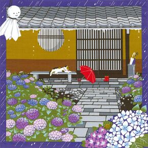 Yu-soku Furoshiki- Japanese Wrapping Cloth (Sketches of Cat : June in Japan)