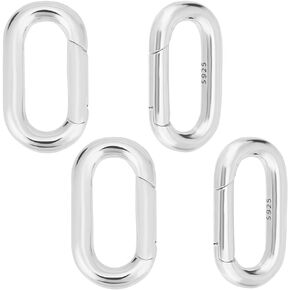Beebeecraft 1 Box 2Pcs Spring Oval Ring 925 Sterling Silver Spring Gate Ring Keychain Ring Round Snap Clasps for Jewelry Making Accessories DIY