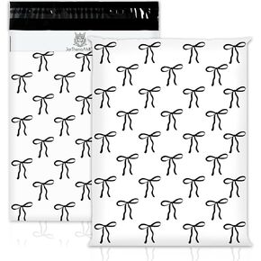100Pcs Black Bow Poly Mailers 10 x 13 Inch Cute Bowknot Packaging Bags Self Seal Mailing Envelope Bags for Small Business Clothing Packing Moving