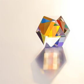 0.8’’ Mini K9 Crystal Optic Prism Magic Cube, Optical Glass RGB Dispersion Prism X-Cube for Science Teaching Table Decor Photography Props