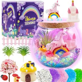Unicorn Terrarium Kit for Kids, DIY Unicorns Toys for Girls, Light Up Unicorn Arts and Crafts Toys for Girls Age 4 5 6 7 8-12 Year Old, Unicorn Birthday and Christmas Gifts