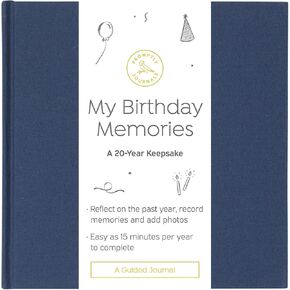 Promptly Journals, My Birthday Memories: A 20-Year Keepsake (Strawberry, Pink, Leatherette) | Birthday Memory Journal | Yearly Memory Journal | Birthday Gifts for Adults |