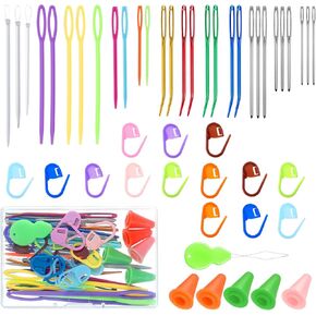 Tyqour 50Pcs Darning Needles for Yarn, Knitting Stitch Markers, Plastic Tapestry Needles, Colorful Crochet Markers, Darning Needles Cross Stitch Sewing Embroidery Needles for DIY Crafting Sewing