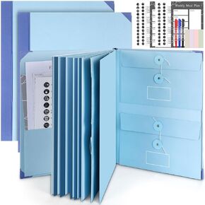 Folio Document Organizer with Pockets Important Document Organizer in Case I Go Missing Binder Expanding File Folder with Label Stickers for Emergency Documents Birth Certificates