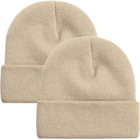 ZOORON 1 & 2 Packs Beanie for Men Women Warm Winter Hats Acrylic Knit Cuffed Beanie Cap Unisex