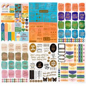 Navy Peony Motivational Vision Board Stickers (270pcs, 6 Sheets) - for Parties, Planners