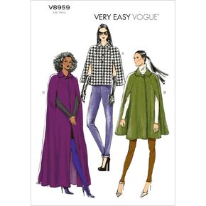 Vogue Patterns V8959 Misses' Cape Sewing Template, Size Y